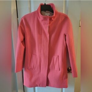 J. Crew Cocoon Coat Italian Stadium Cloth Wool Blend Coral Pink Size 0